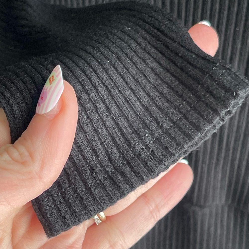 Amour Vert Square Neck black long-sleeved ribbed mini dress - Picture 4 of 9